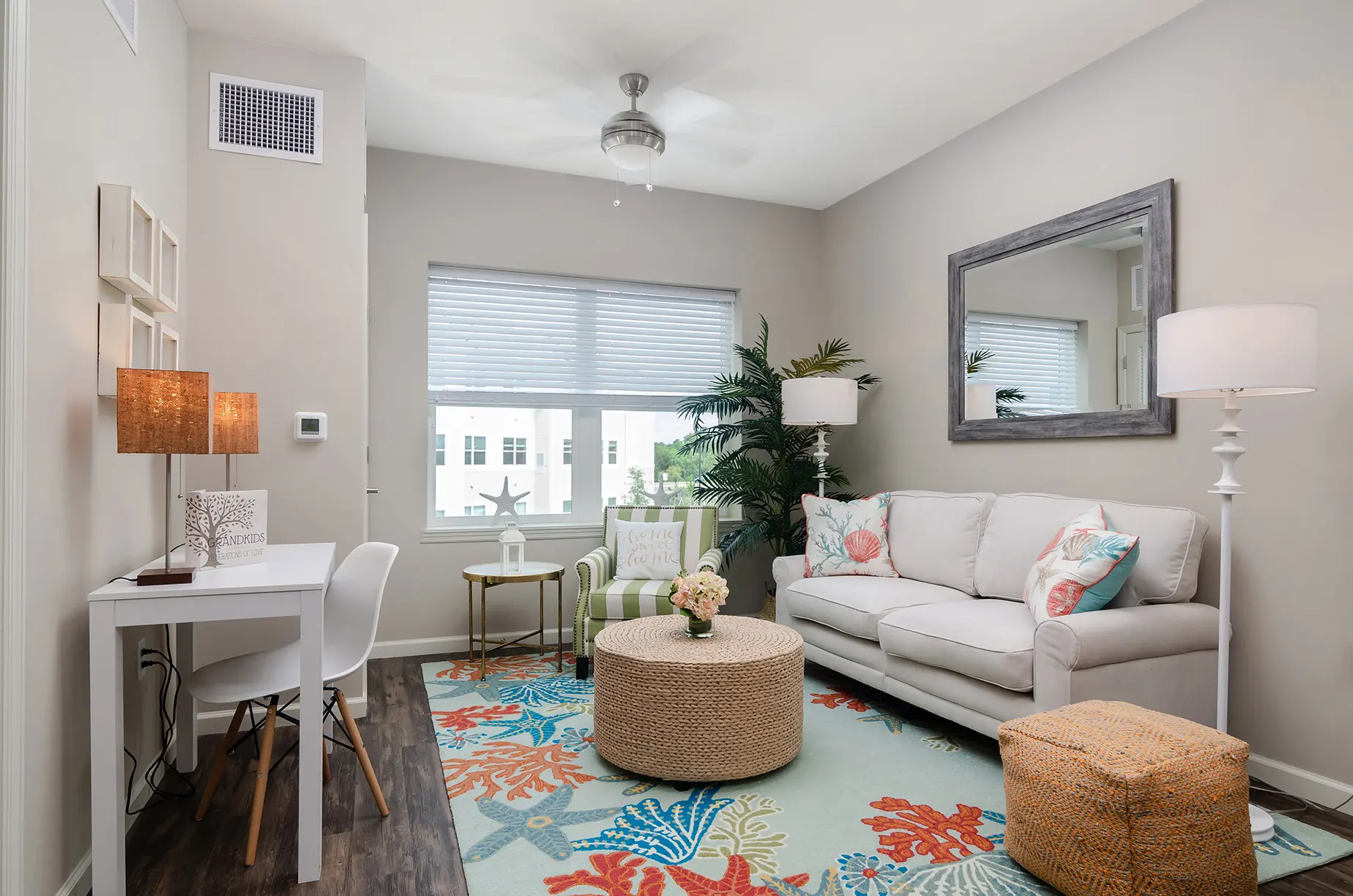 Living room apartment at American House Fort Myers