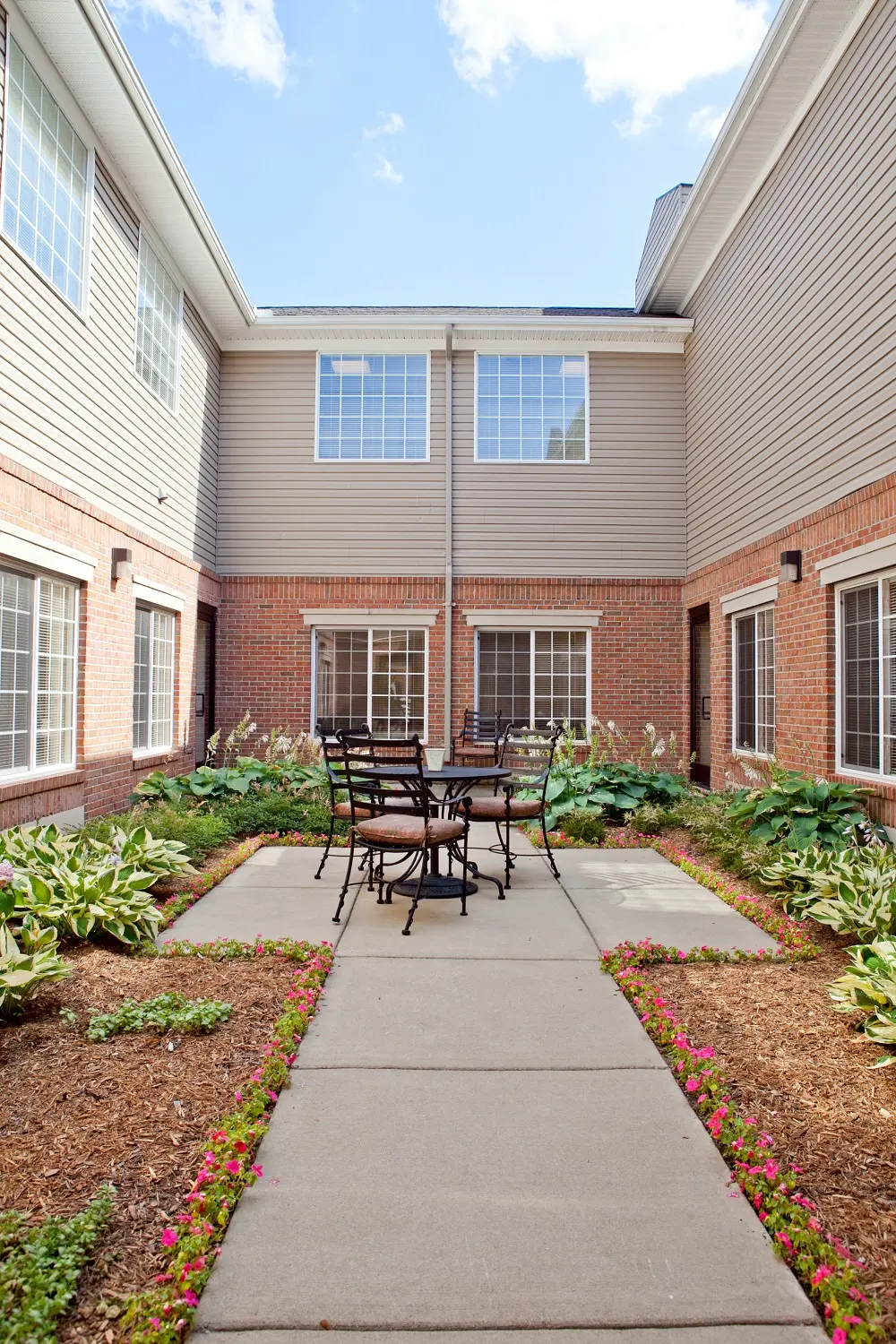 Patio at American House Park Place, a retirement home in Macomb County, Michigan