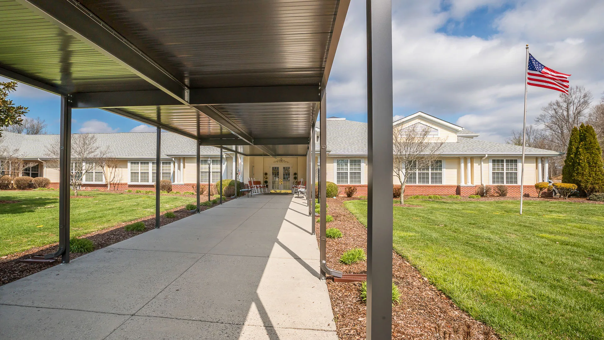 American House Bristol assisted living and memory care front entrance walkway