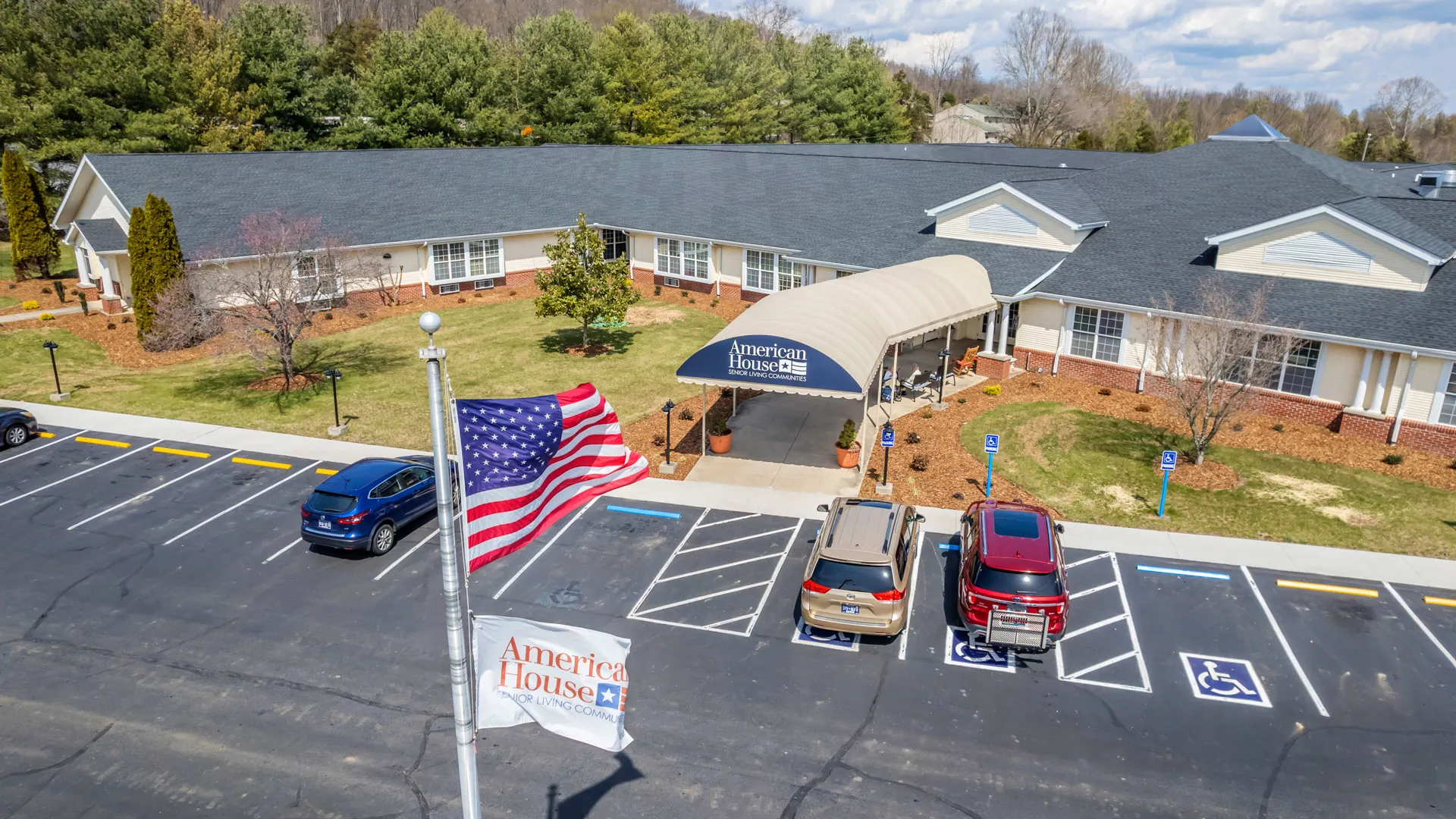 Aerial view of American House Johnson City Assisted Living Facility