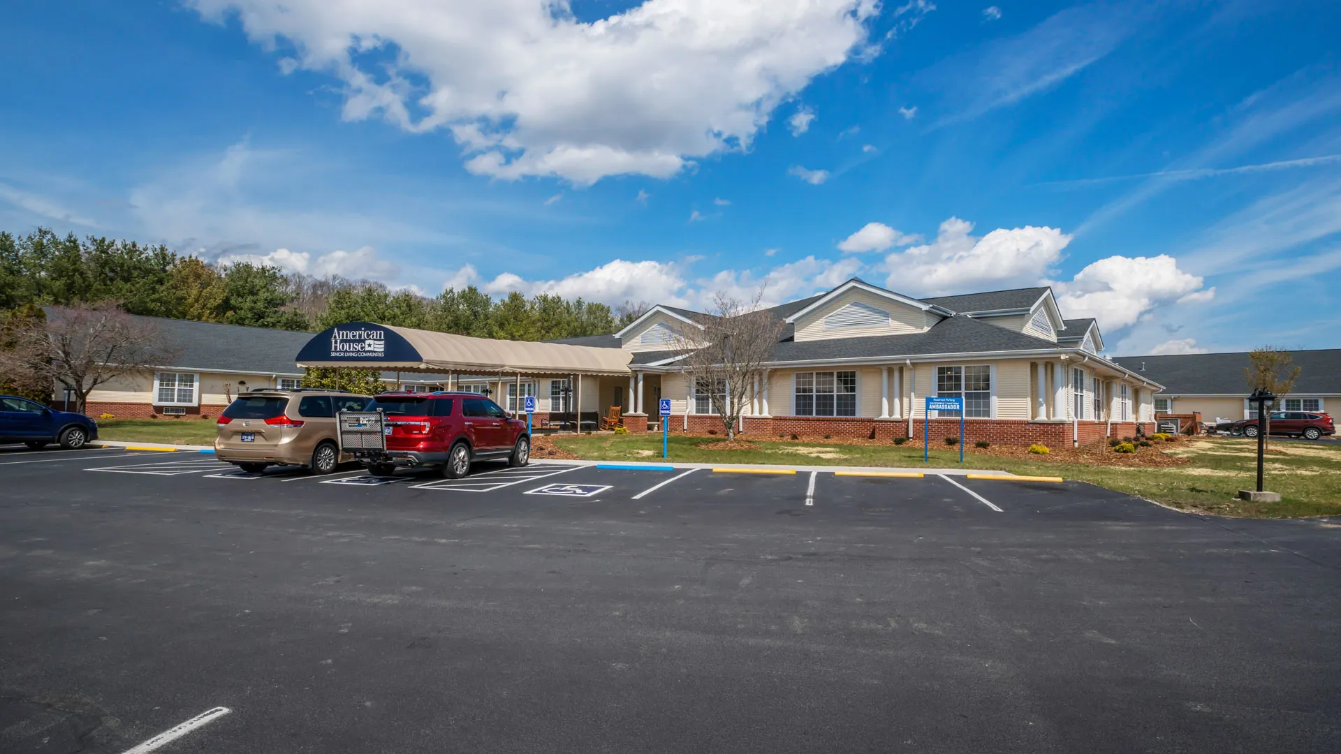 Parking lot at American House Johnson City Assisted Living Facility