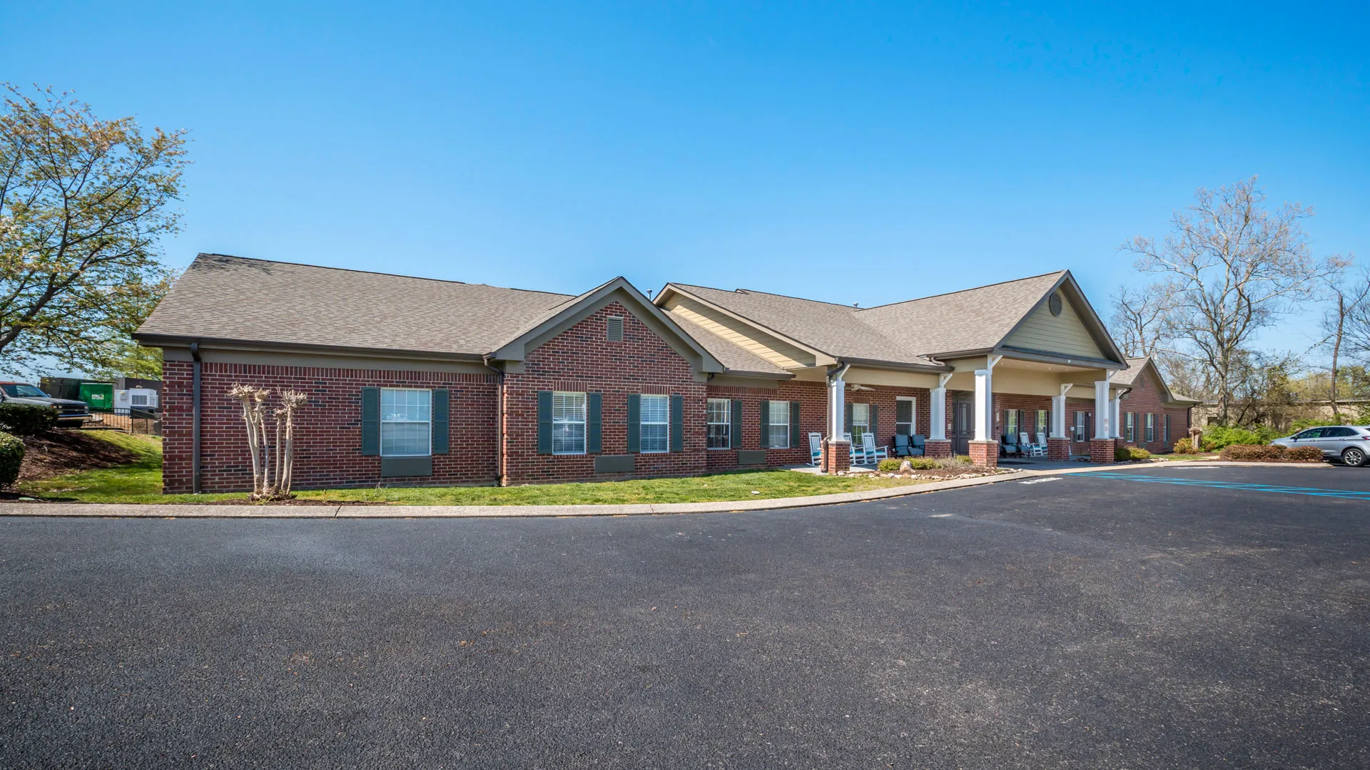 Exterior to American House Shallowford Assisted Living and Memory Care Facility