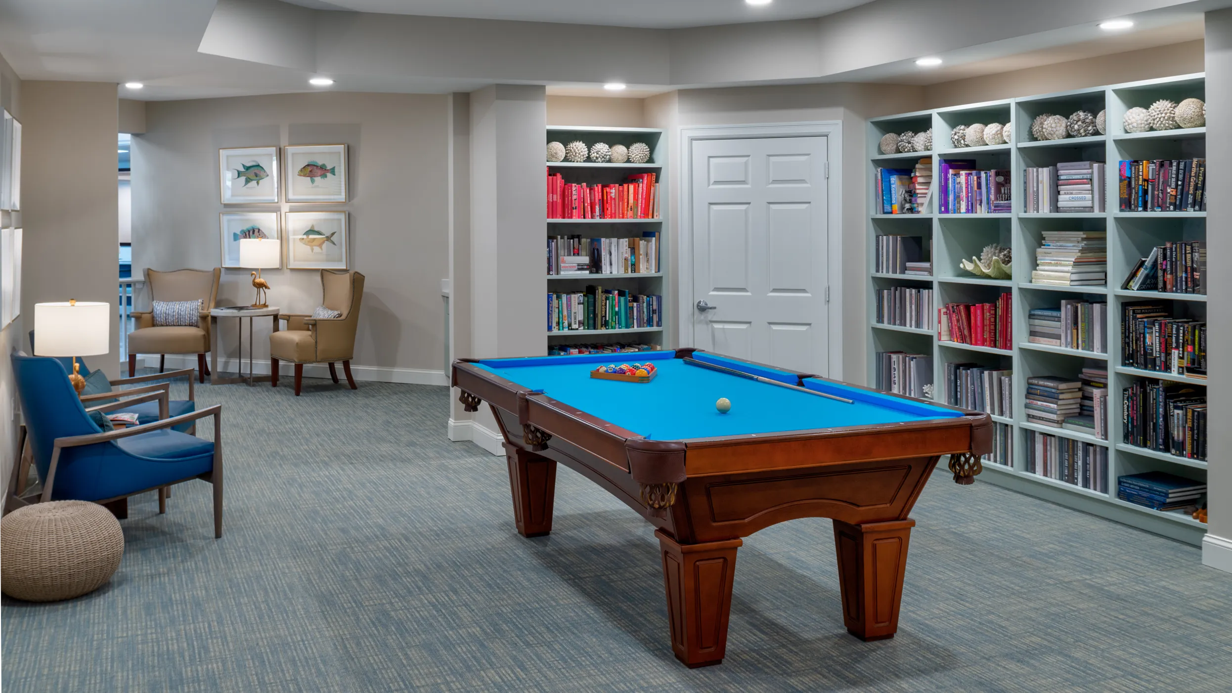 American House Bonita Springs library and billiard table area
