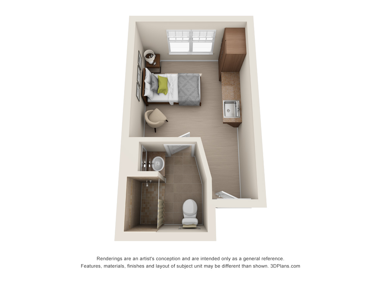 Memory care studio floor plan at American House Freedom Place in Rochester Hills