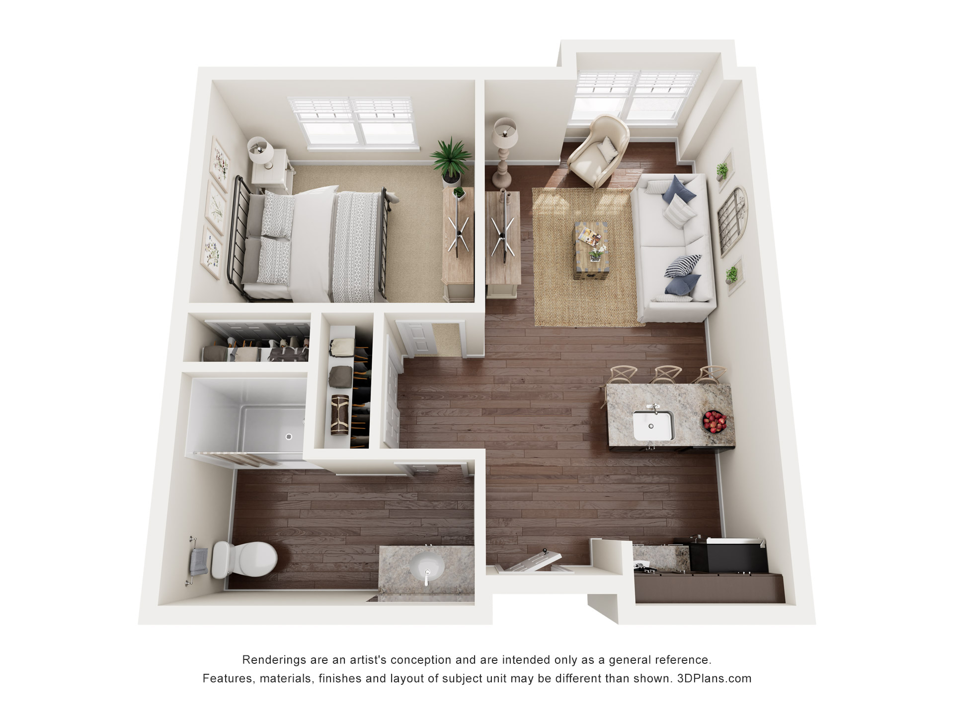 Assisted Living 1 Bedroom Floor Plan at American House Burlington Creek