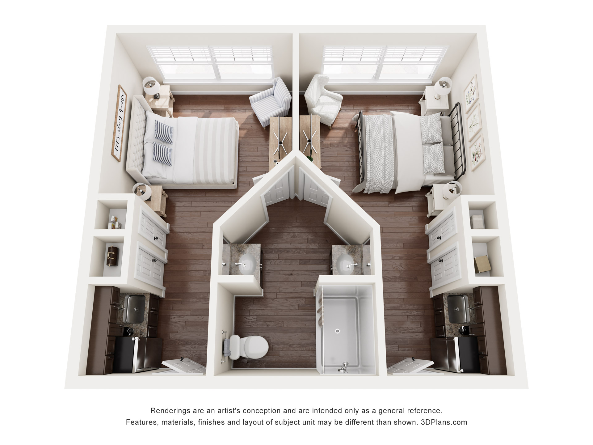 Memory Care Shared Suite Floor Plan at American House Burlington Creek