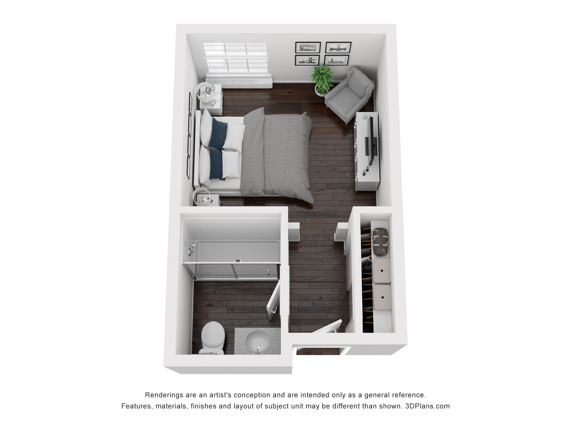 Assisted living/Memory Care 305 sqft studio floor plan at American House Johnson City