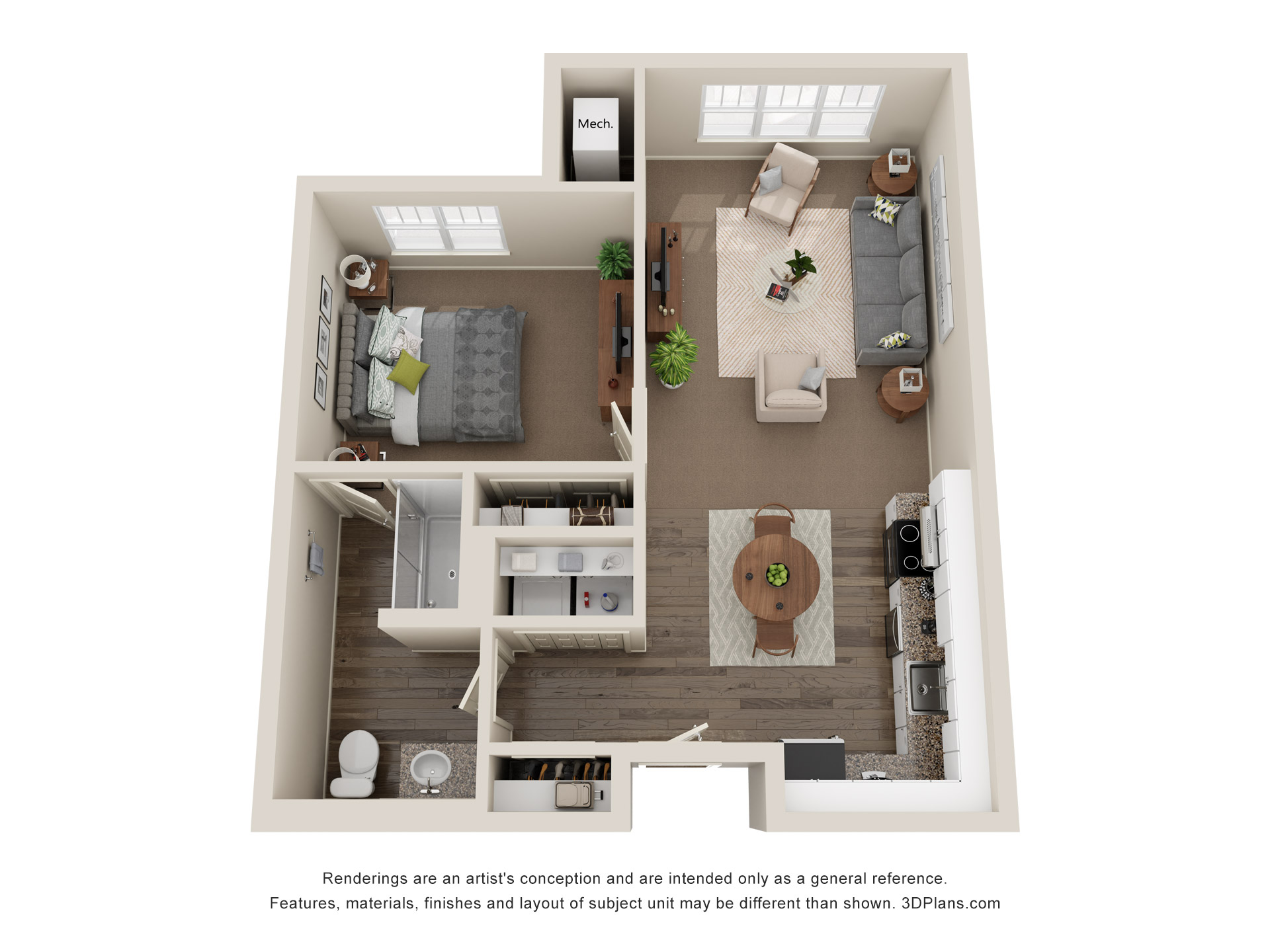Floor Plan at American House Meridian Independent Living Unit With Laundry