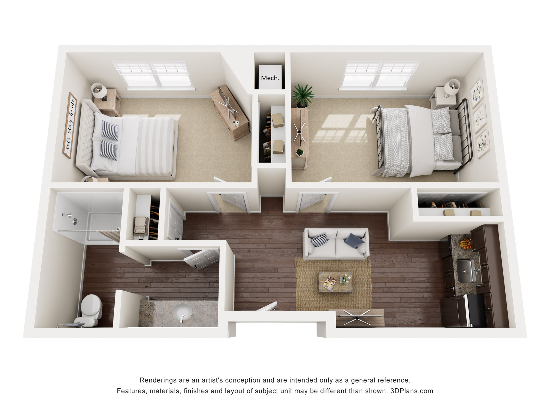 Assisted Living 2 Bedroom Floor Plan at American House Town and Country
