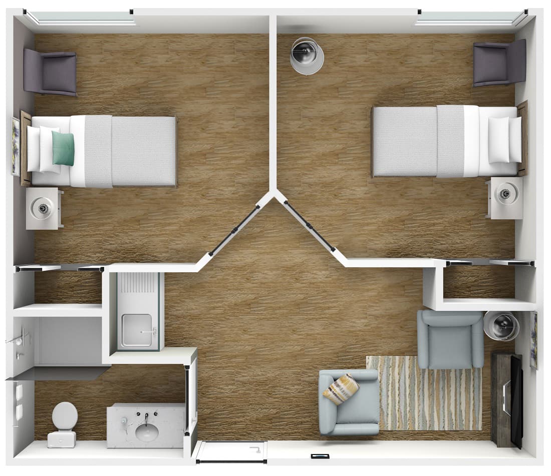 American House Bartlett 2 bedroom floor plan