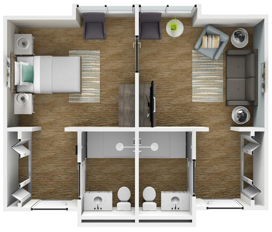 Assisted Living Memory Care 440 sqft 1 BR floor plan at American House Kingsport