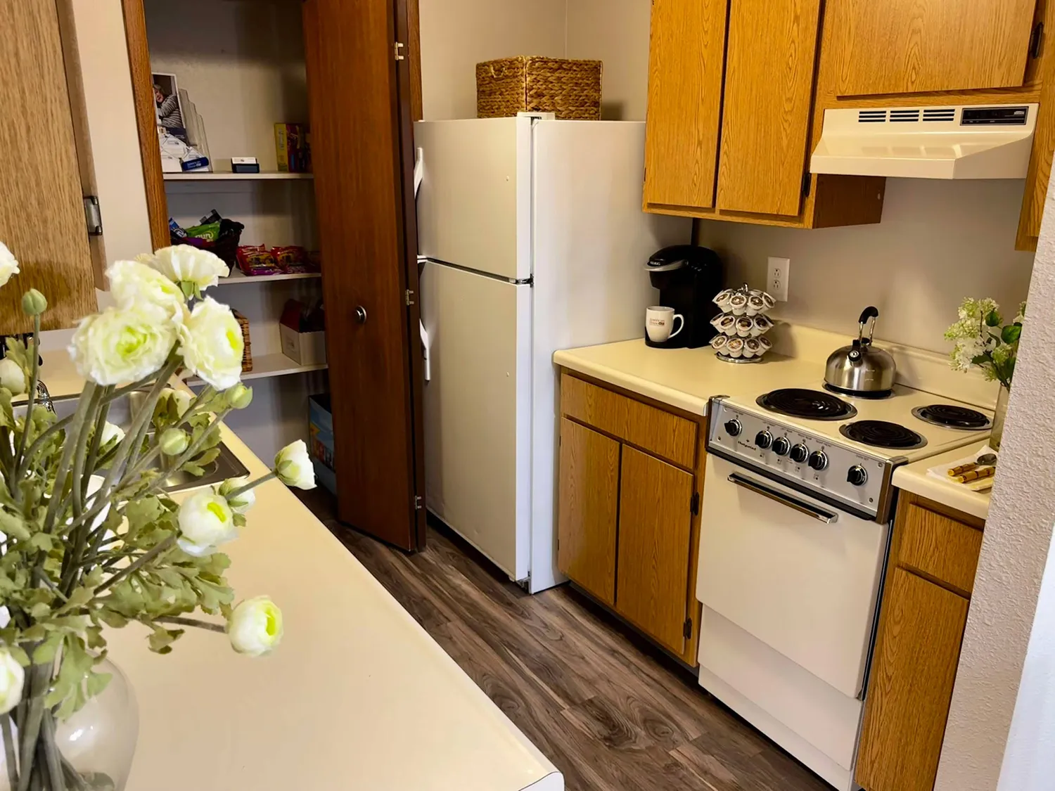 Kitchen in model assisted living unit in Westland, MI