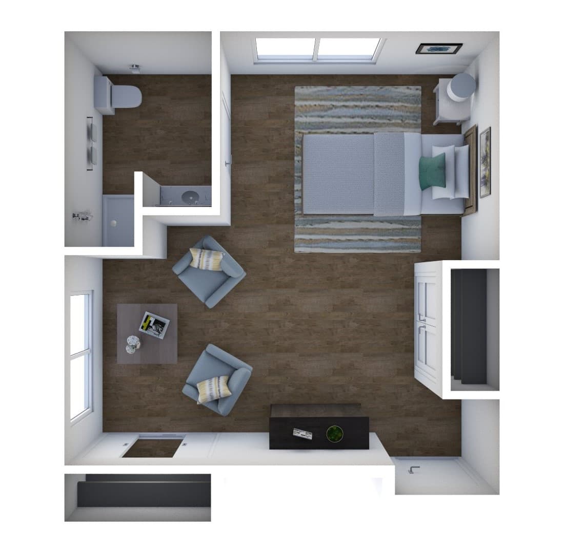 Assisted Living Memory Care Large Studio Floor Plan at American House Lebanon