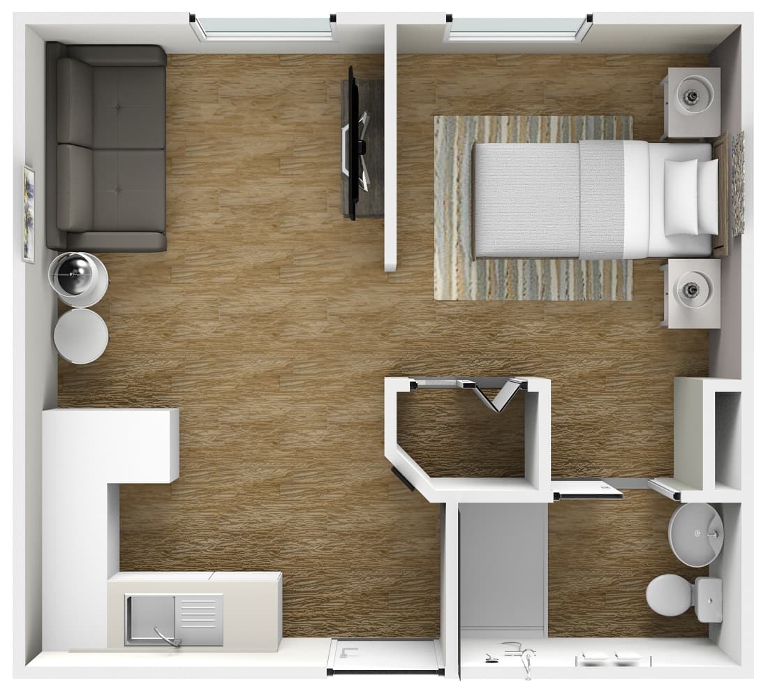 Assisted Living 1 BR Deluxe Floor Plan at American House Lebanon