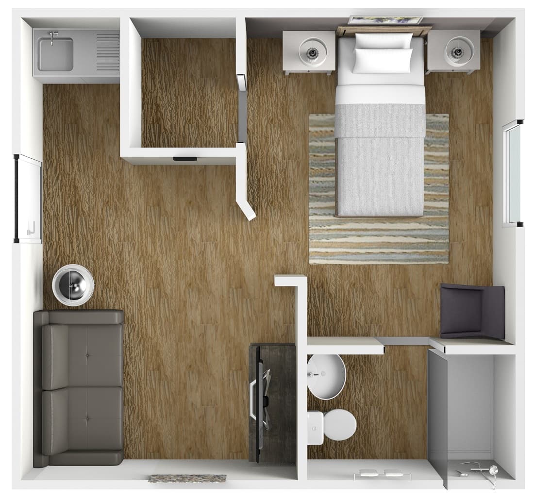 Assisted Living 1 BR Floor Plan at American House Lebanon