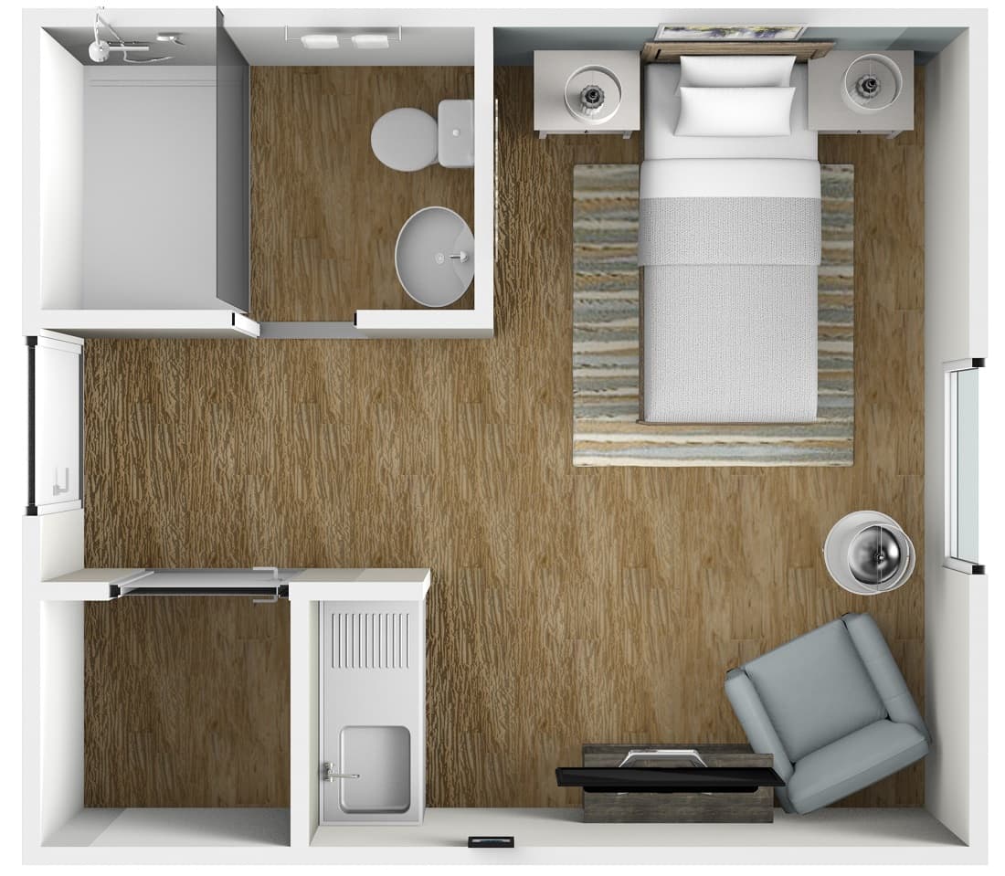 Assisted Living Memory Care Studio floor plan at American House Lebanon