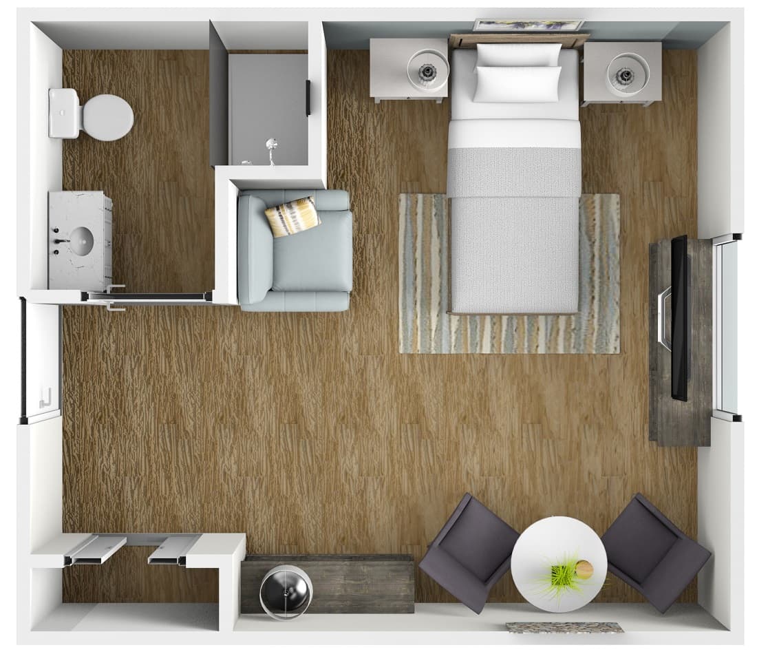 Studio Floor Plan at American House Shallowford Assisted Living and Memory Care