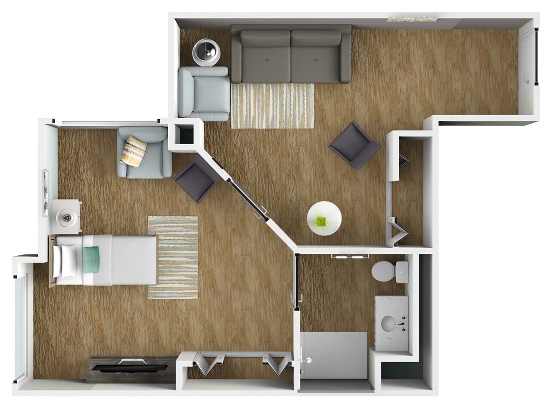 1 Bedroom Floor Plan at American House West Knoxville Assisted Living
