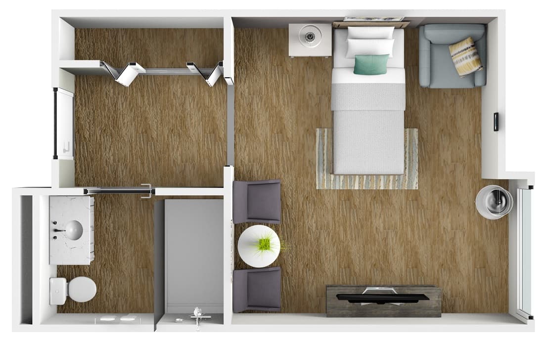 Studio Floor Plan at American House West Knoxville Assisted Living