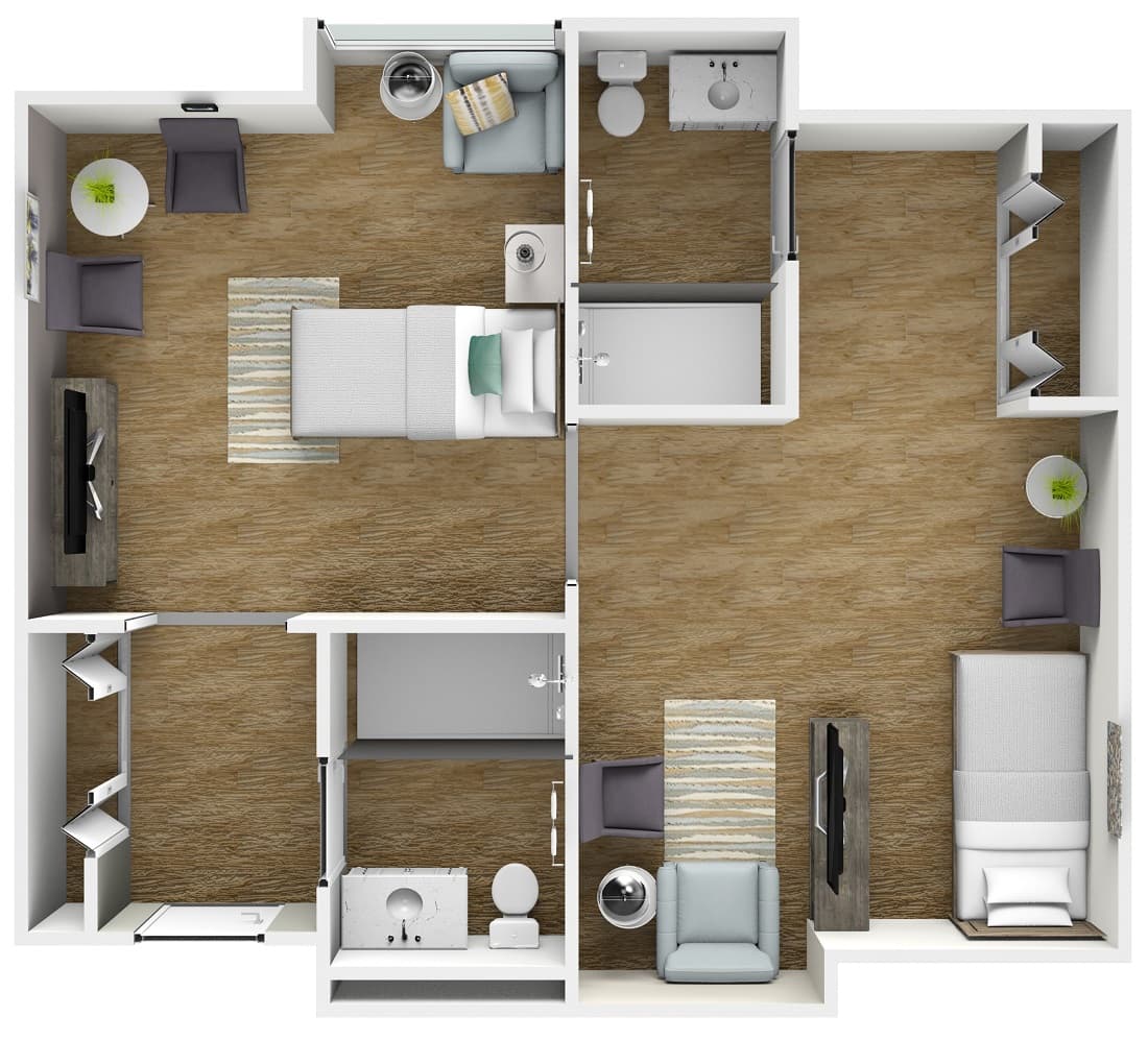 2 Bedroom Floor Plan at American House West Knoxville Assisted Living