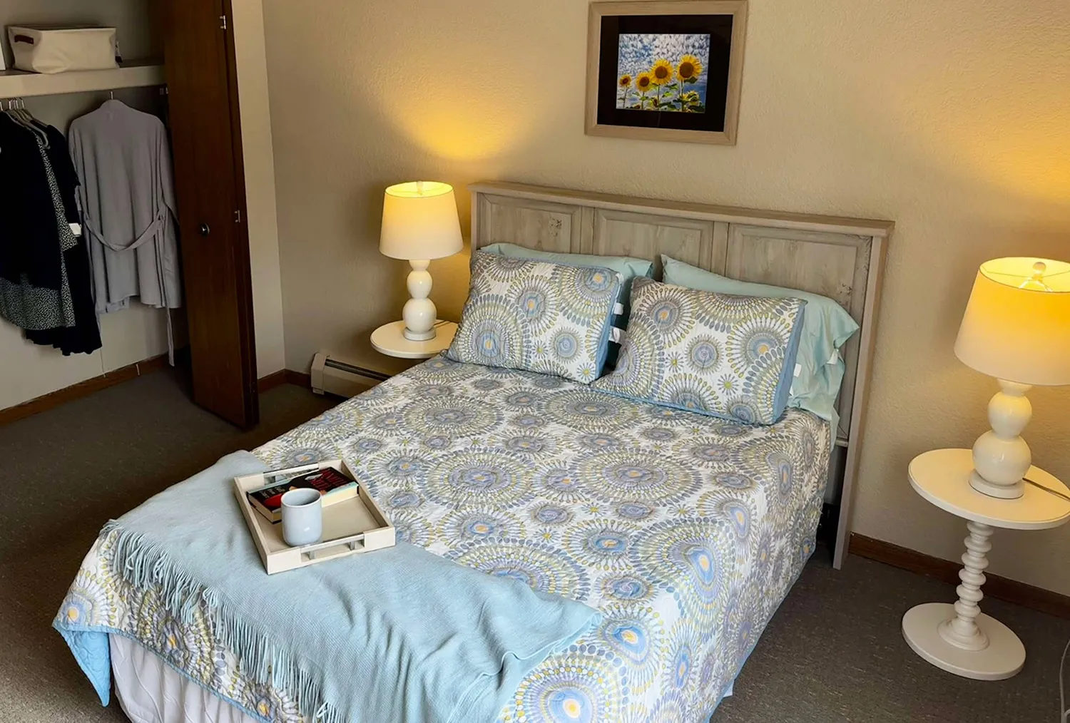 Model bedroom in a 55+ up senior apartment