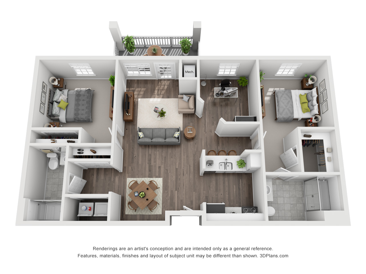 American House Bonita Springs III 2 bedroom 2 bathroom 1,190 floor plan
