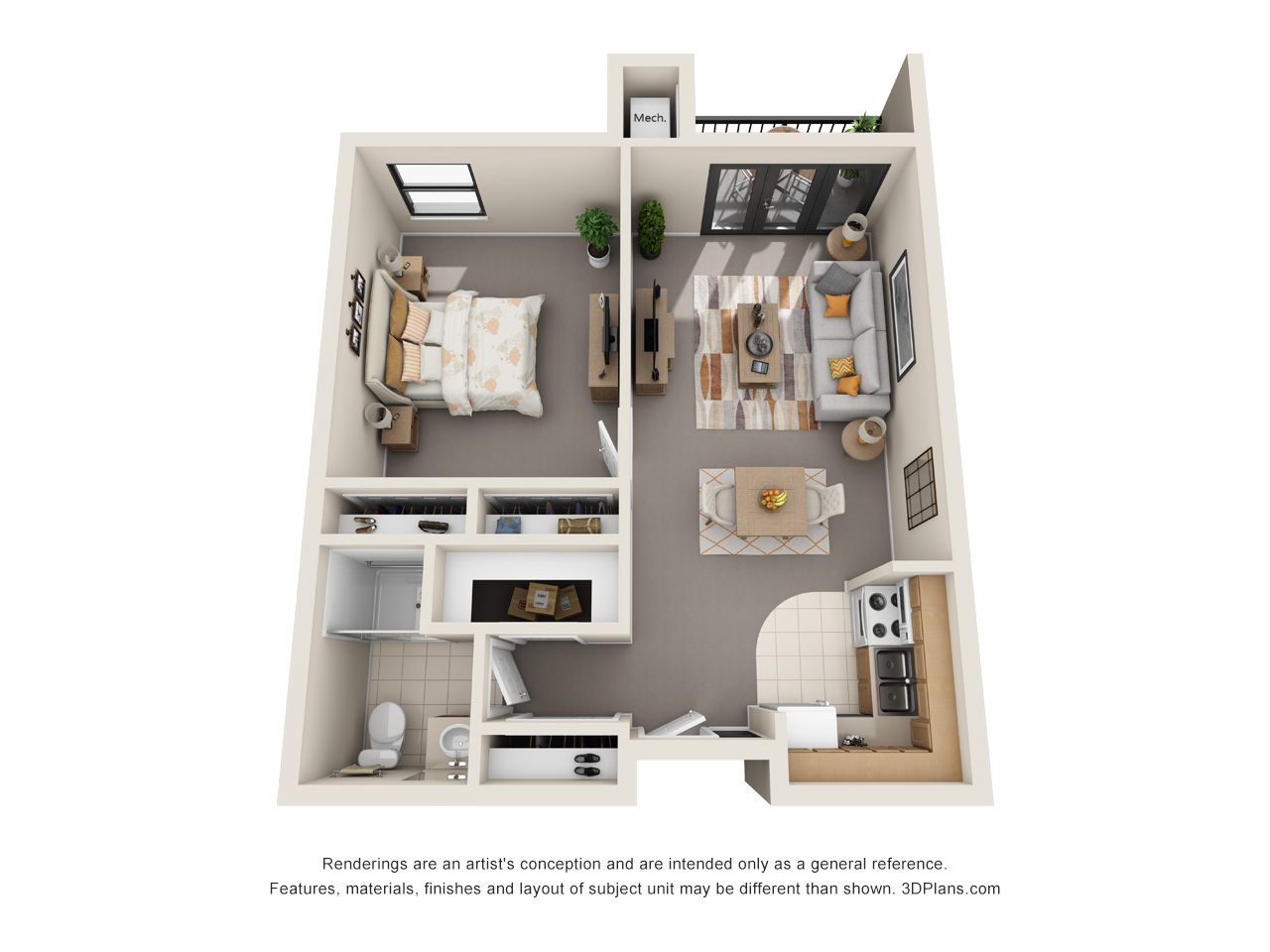 American House Carpenter older adult independent living 1 bedroom floor plan