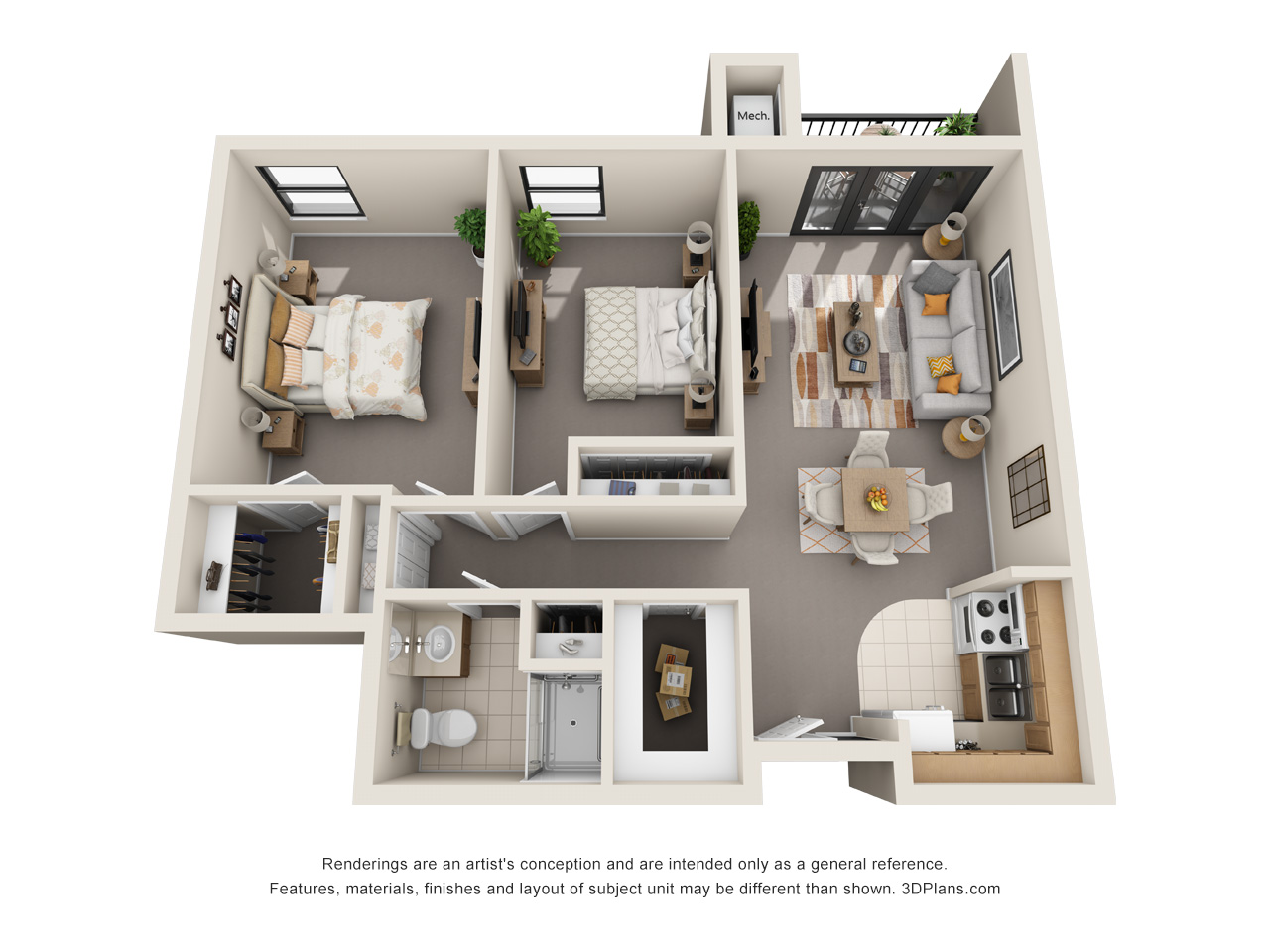 American House Carpenter older adult independent living 2 bedroom 800 sq ft floor plan