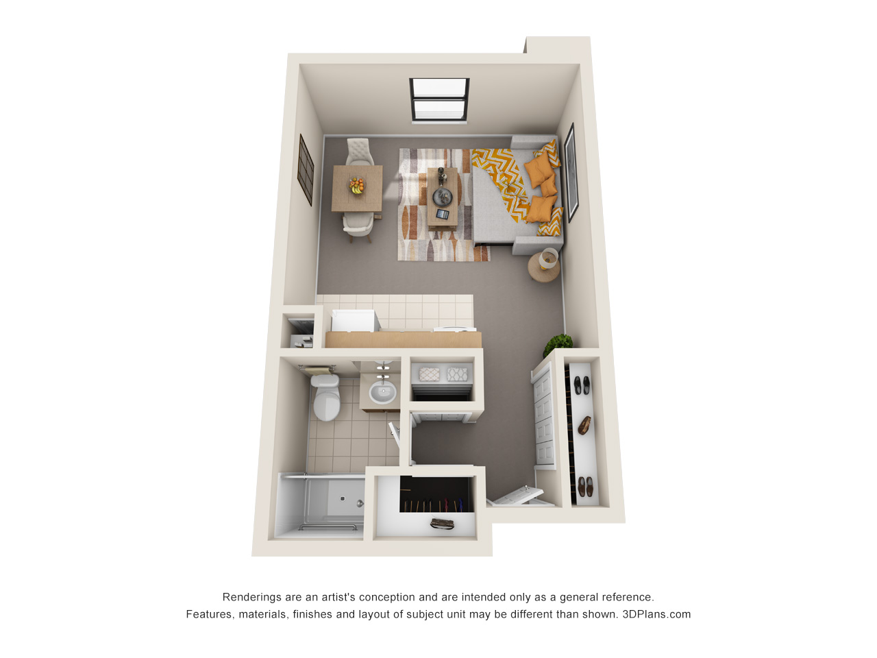 American House Carpenter older adult independent living studio floor plan