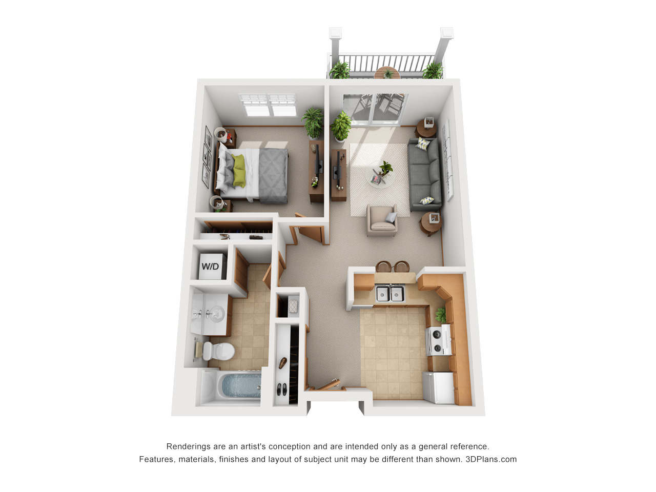 American House Cedarlake senior and assisted living 1 BR 645 sq ft floor plan