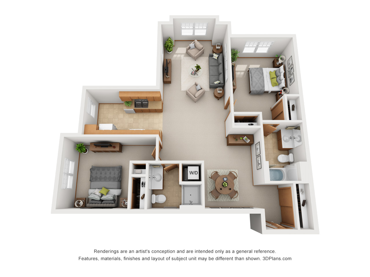 American House Cedarlake senior and assisted living 2 BR 1115 sq ft floor plan