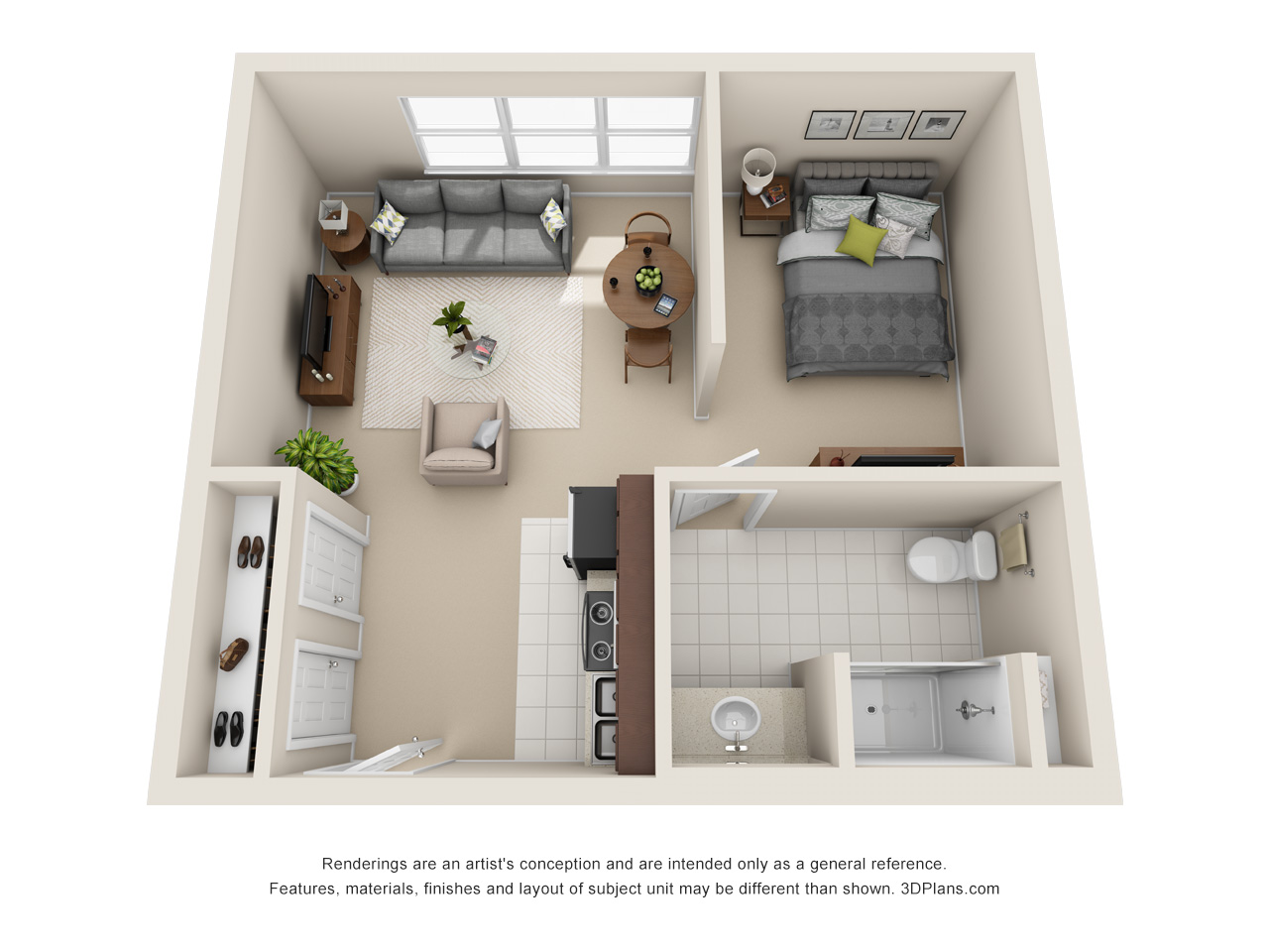 American House Charlevoix independent living deluxe studio 520 sq ft floor plan