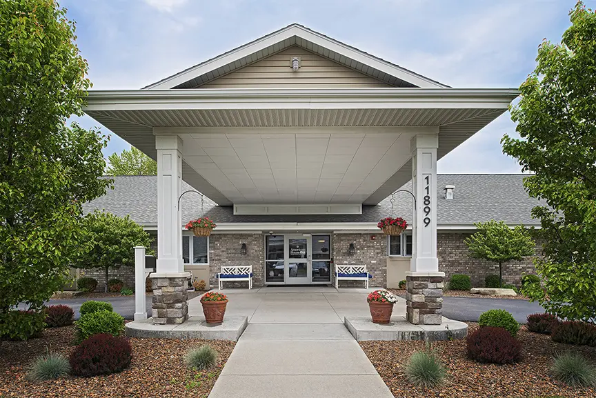 Exterior entrance at American House Holland retirement community