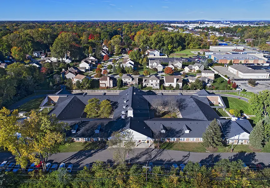 Bird's eye view of American House Livonia, a senior living community in Livonia, Michigan