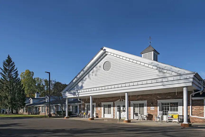 Exterior shot of American House Livonia, a retirement community in Livonia, Michigan