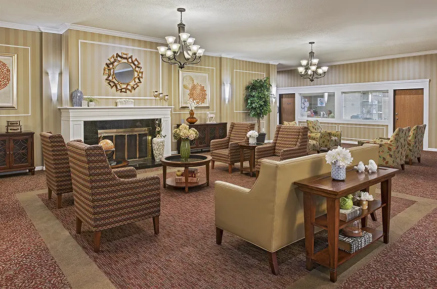 Lobby / common area at American House Livonia, a senior living community in Livonia, Michigan