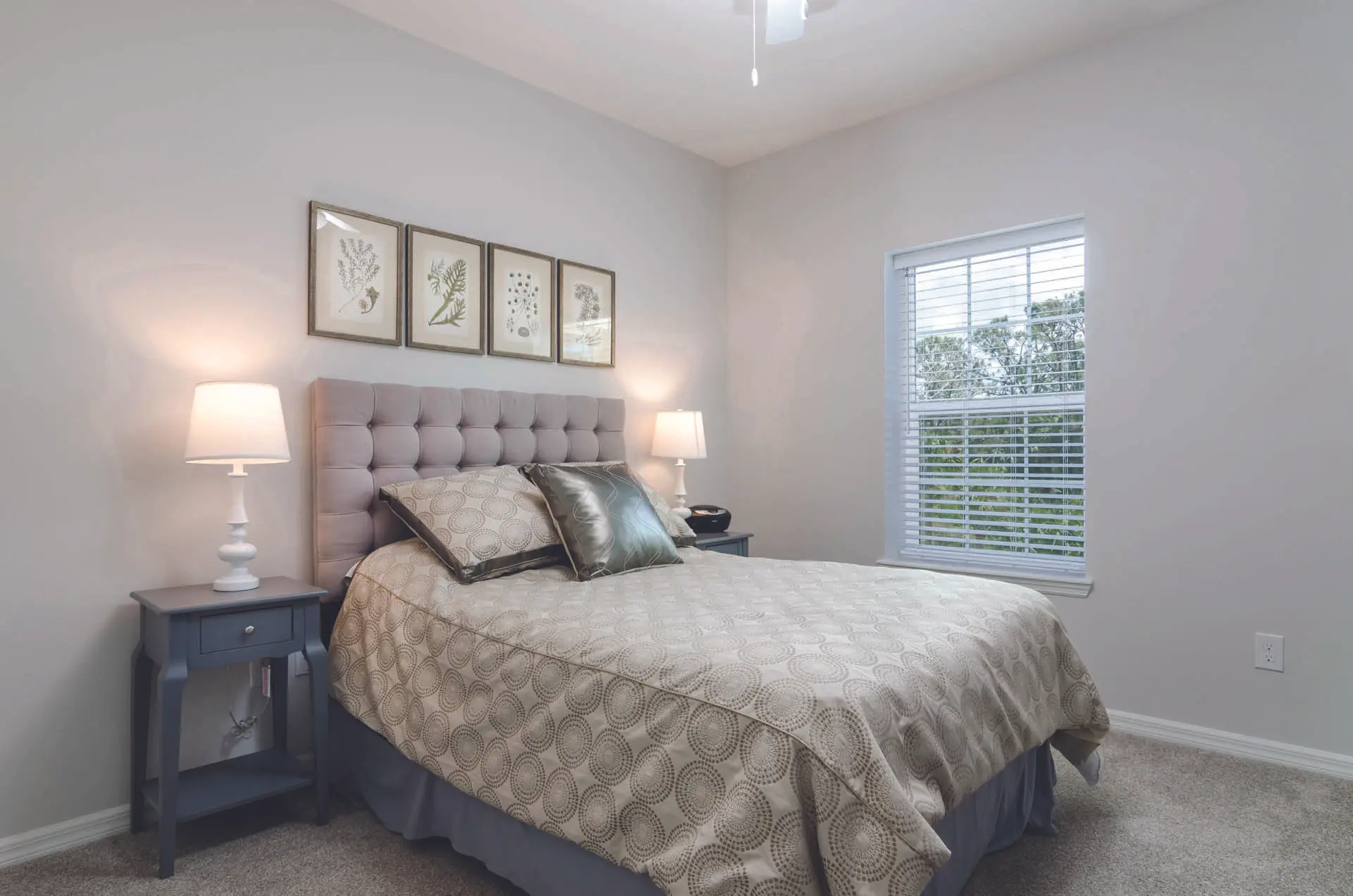 Bedroom of a senior apartment at a senior living community in Bonita Springs, FL