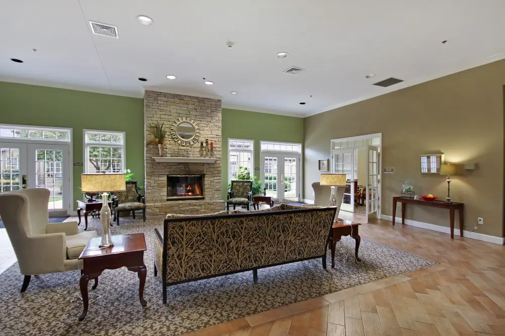 Lobby at American House Brentwood, a senior living community in Nashville, Tennessee