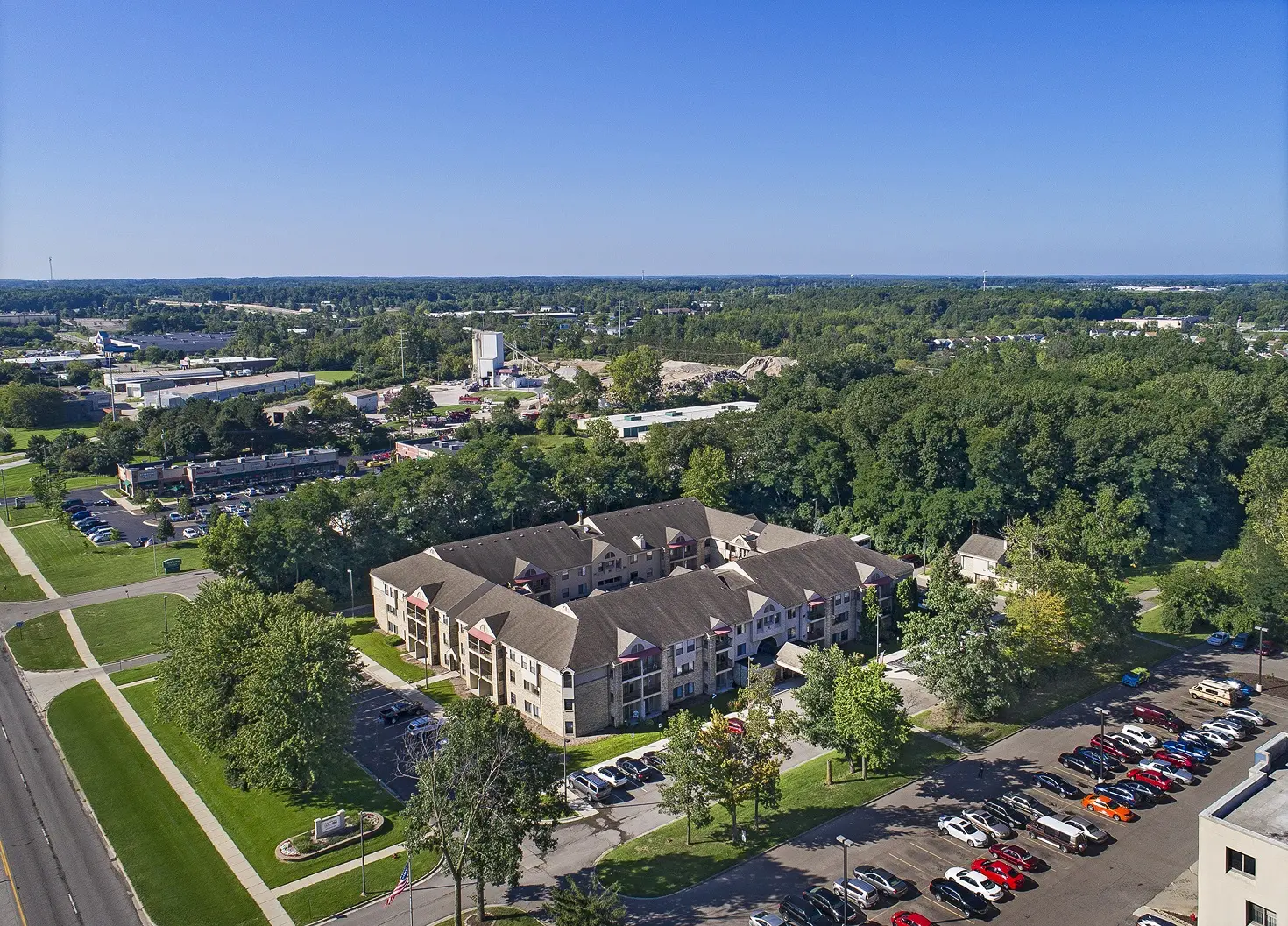 Aerial view of American House Carpenter, a senior living community in Ypsilanti, Michigan