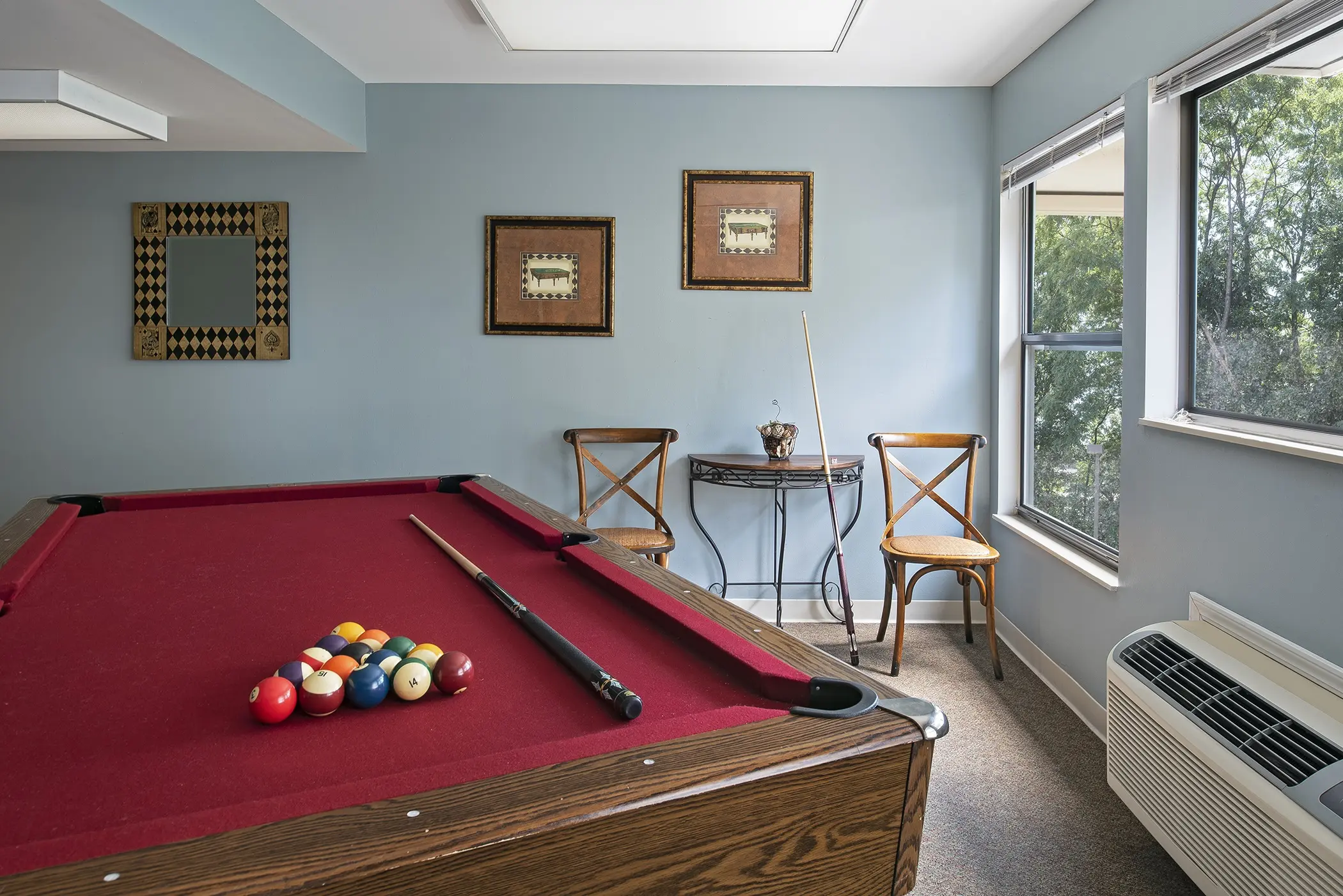Pool table / activity area of American House Carpenter, a senior living community in Ypsilanti, Michigan