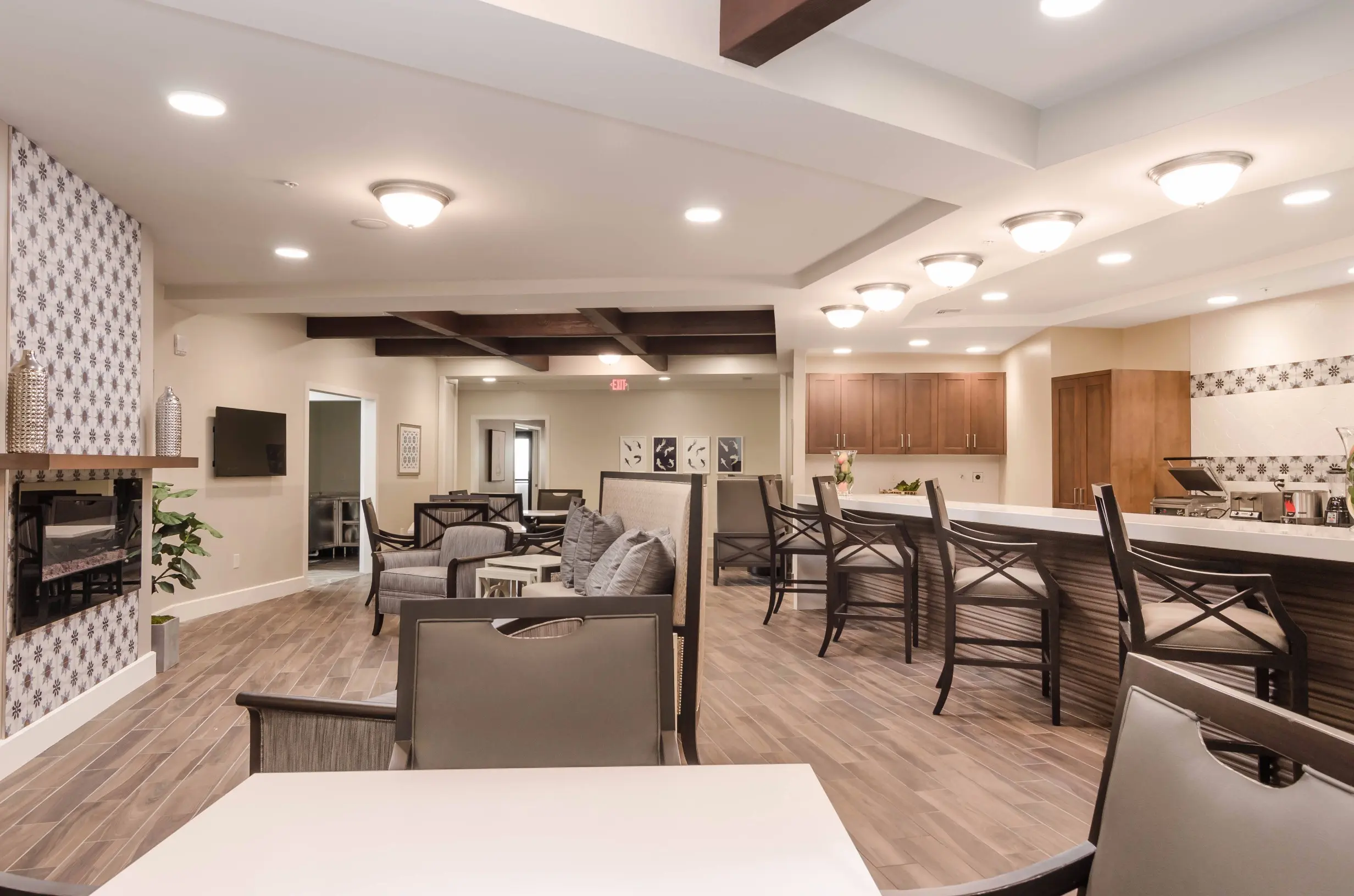 Lobby / common area at American House Coconut Point, a retirement community in Estero, FL