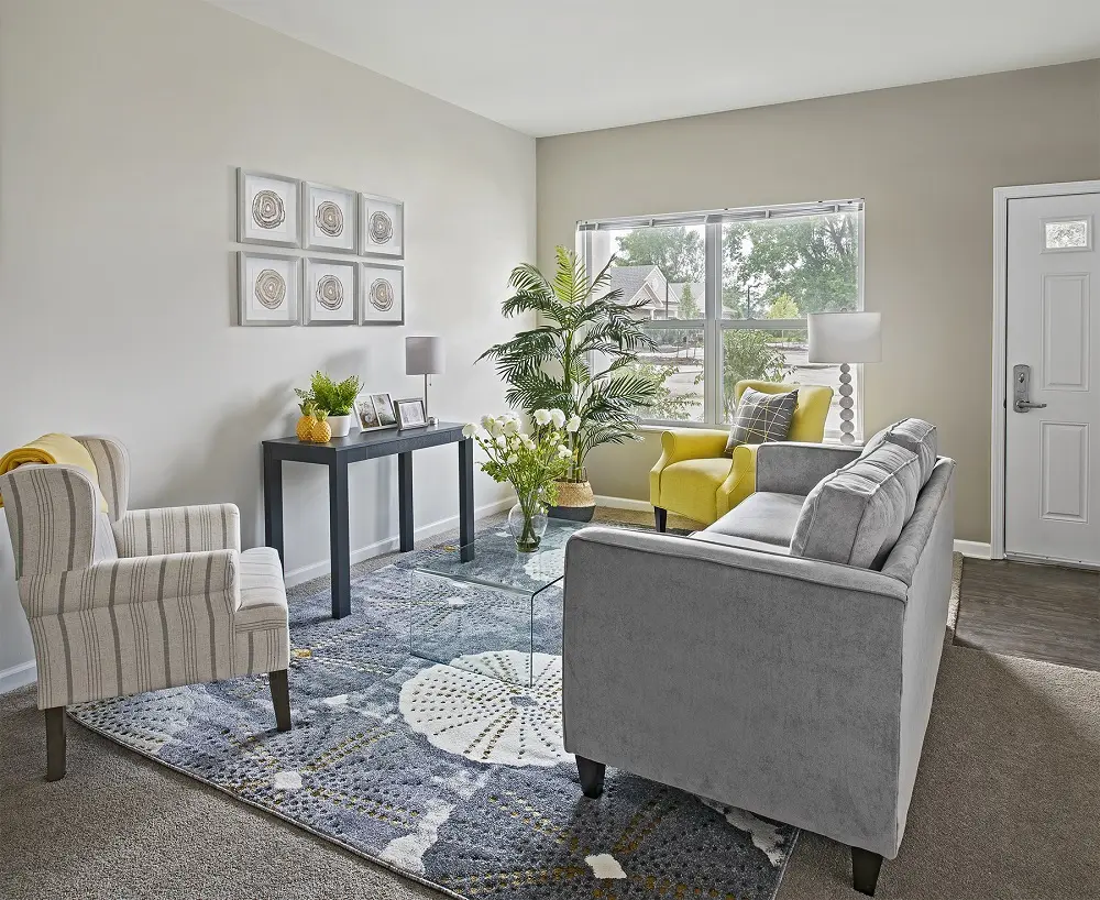 Family room of a senior apartment at American House East I Villas, an Independent senior living community in Roseville, Michigan