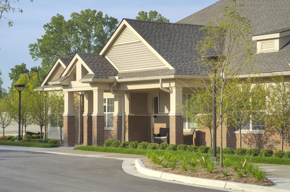 Exterior view of American House Freedom Place Rochester, a memory care community in Rochester, Michigan