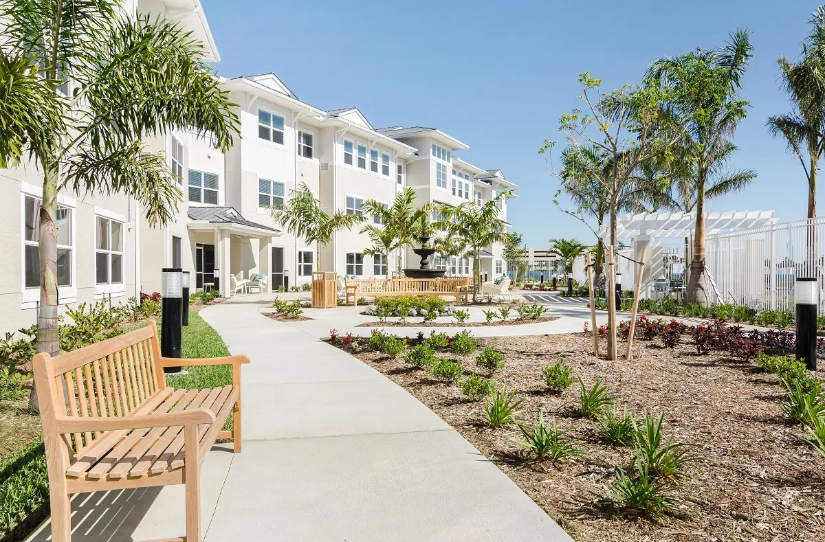 Walking path at American House Fort Myers senior living