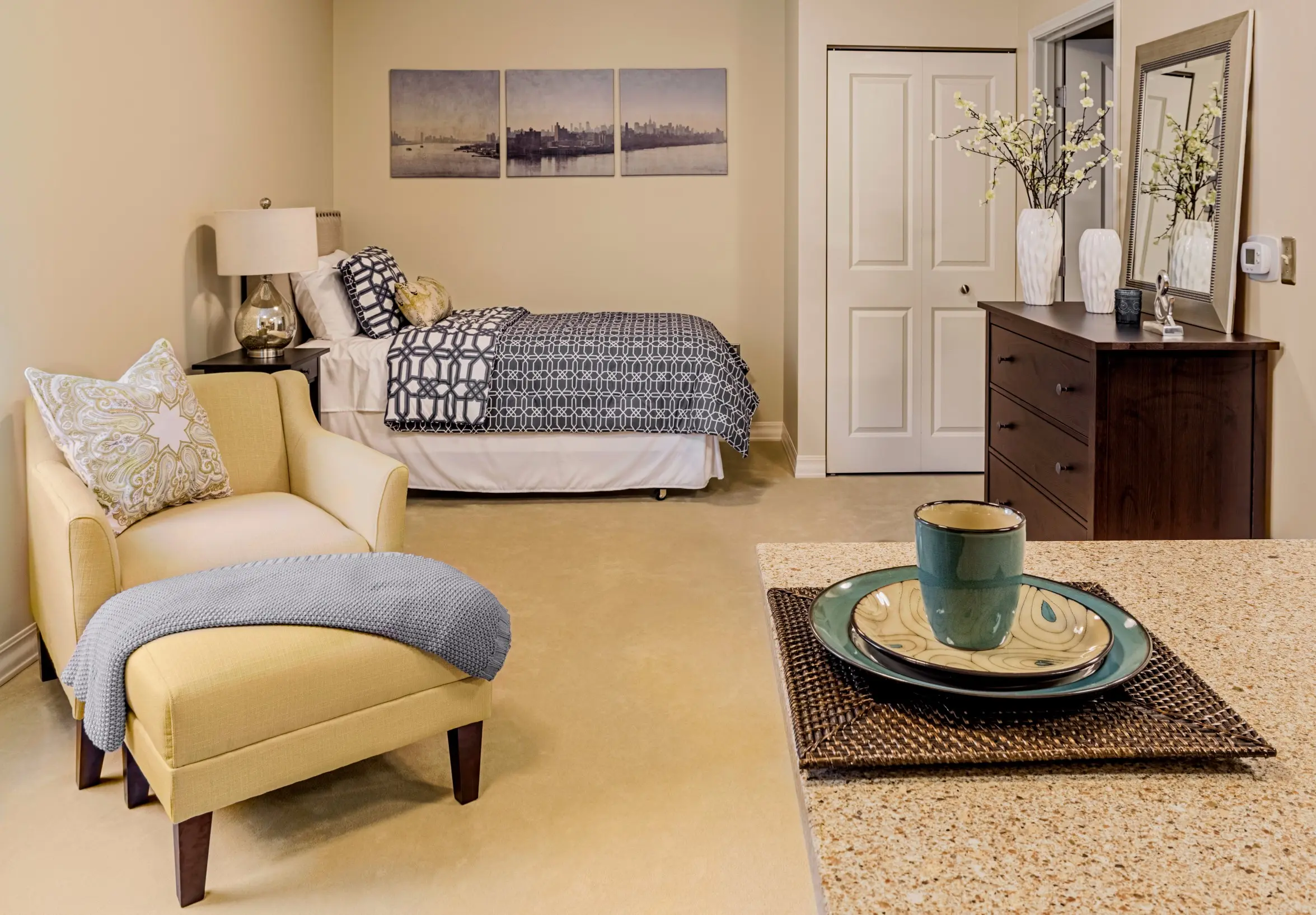 Bedroom at American House Cottage Grosse Pointe Senior Living