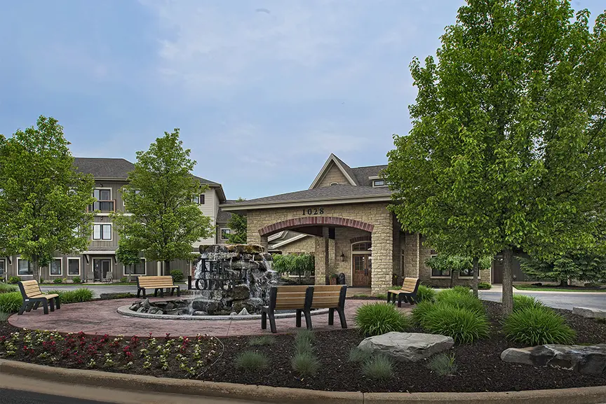 Outdoor patio at American House Jenison Senior Living Community