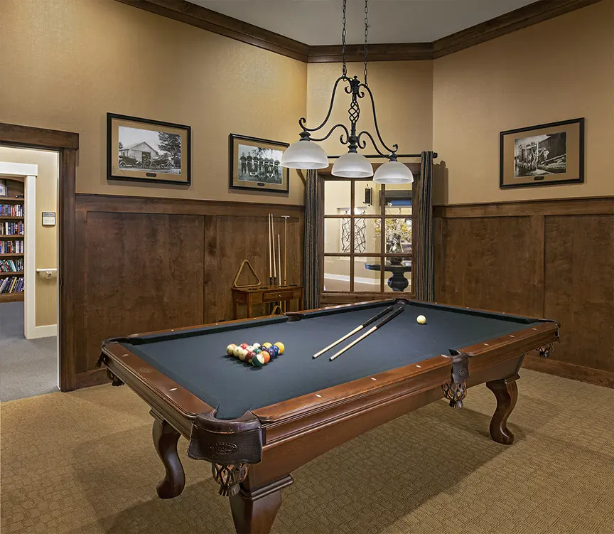 Game room at American House Jenison Assisted Living