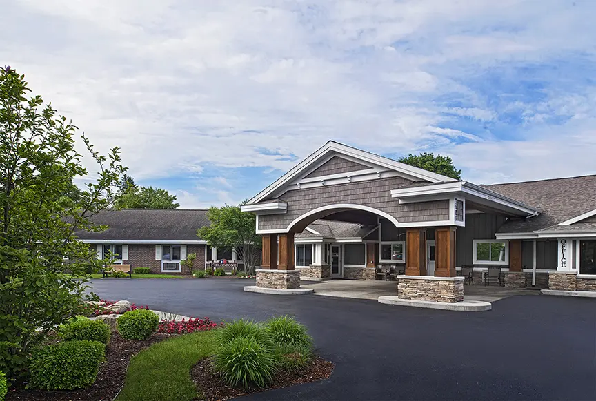 Outdoor entrance at American House Kentwood Senior Living Community