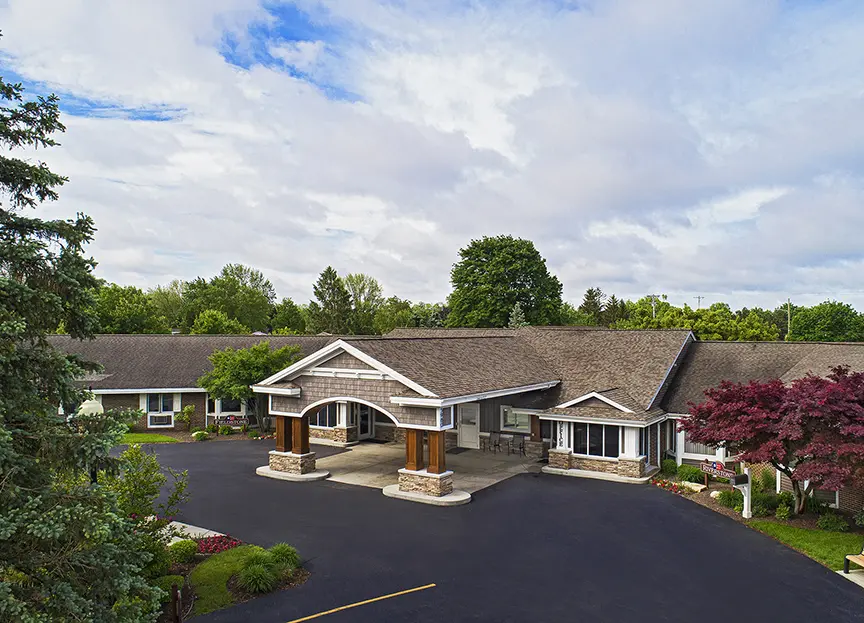 Outdoor entrance at American House Kentwood Senior Living Community