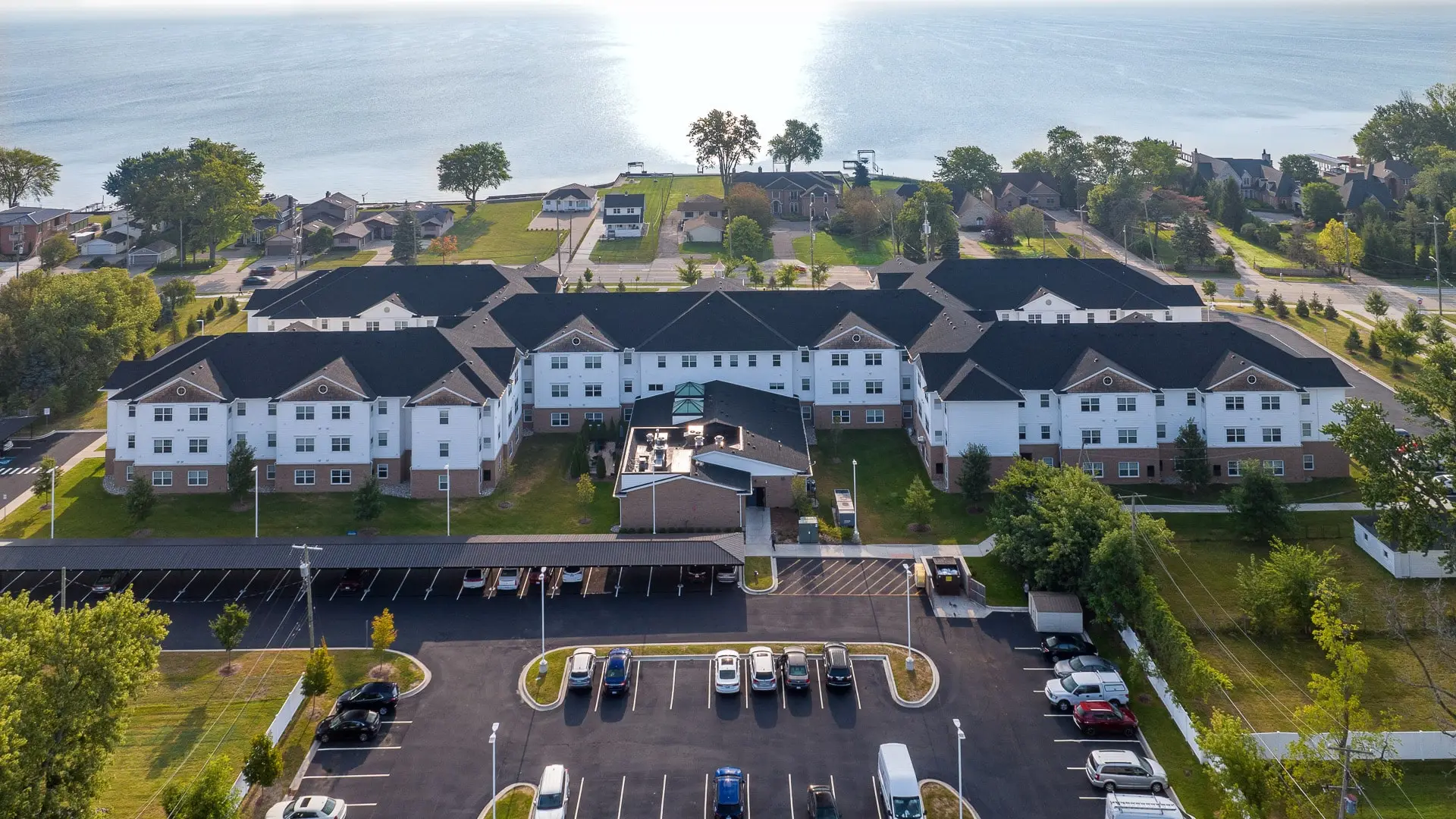 Aerial view  of American House Lakeshore Senior Living